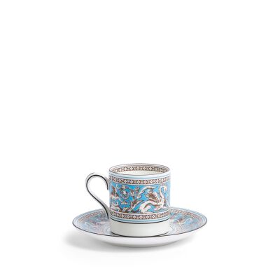Wedgwood Florentine Fine Bone Turquoise Kahve Fincanı ve Tabağı Seti 75 ML - 4