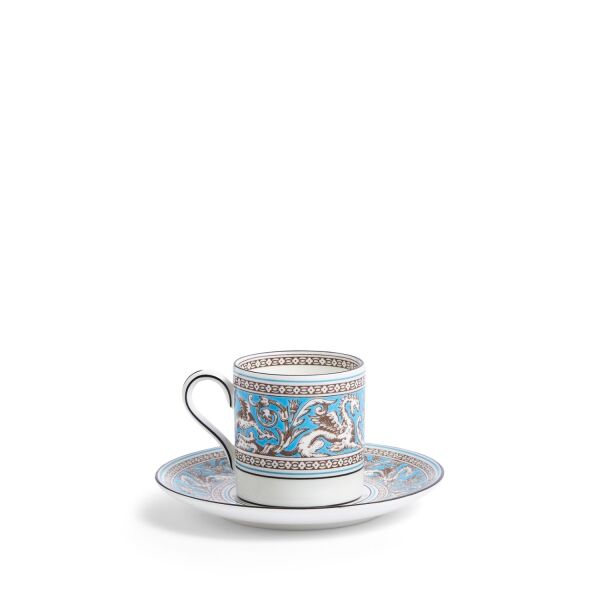Wedgwood Florentine Fine Bone Turquoise Kahve Fincanı ve Tabağı Seti 75 ML - 4