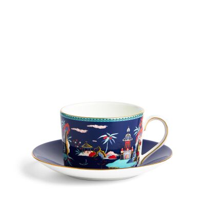 Wedgwood Wonderlust Blue Pagoda Fine Bone Çay Fincanı ve Tabağı 150 ml