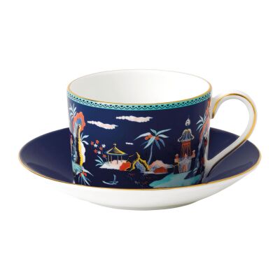 Wedgwood Wonderlust Blue Pagoda Fine Bone Çay Fincanı ve Tabağı 150 ml (1)