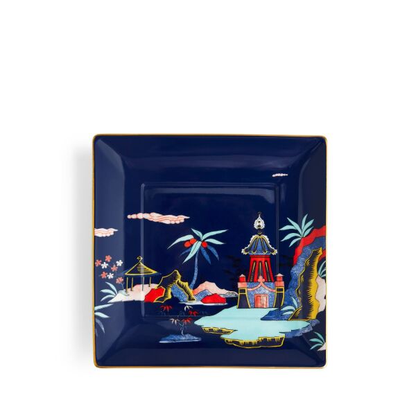 Wedgwood Wonderlust Blue Pagoda Fine Bone Kare Servis Tabağı 14.5 cm - 1
