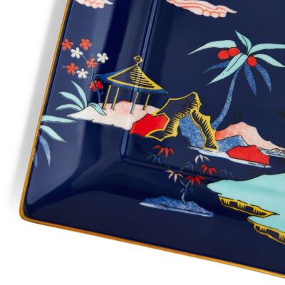 Wedgwood Wonderlust Blue Pagoda Fine Bone Kare Servis Tabağı 14.5 cm - 3
