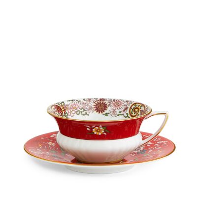 Wedgwood Wonderlust Crimson Orient Fine Bone Çay Fincanı ve Tabağı 150 ml