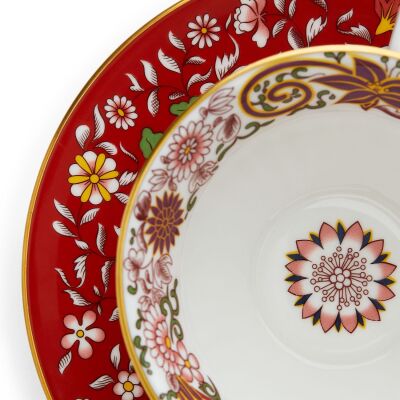 Wedgwood Wonderlust Crimson Orient Fine Bone Çay Fincanı ve Tabağı 150 ml - 3