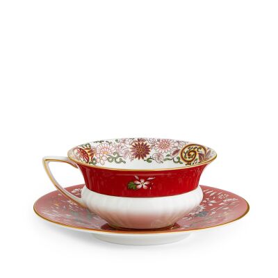 Wedgwood Wonderlust Crimson Orient Fine Bone Çay Fincanı ve Tabağı 150 ml - 5