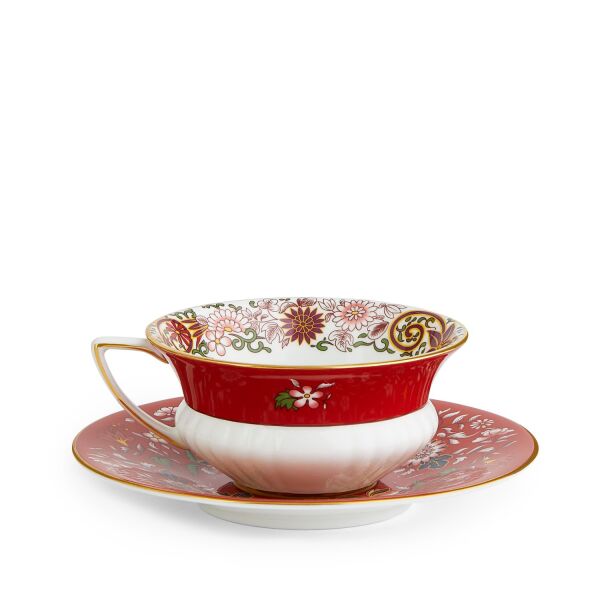 Wedgwood Wonderlust Crimson Orient Fine Bone Çay Fincanı ve Tabağı 150 ml - 5