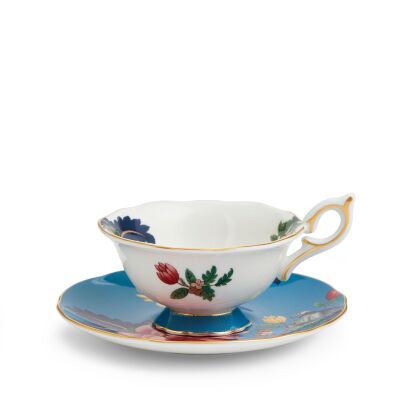 Wedgwood Wonderlust Sapphire Garden Fine Bone Çay Fincanı ve Tabağı 145 ml