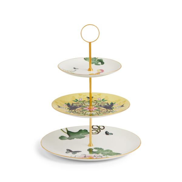 Wedgwood Wonderlust Waterlily Fine Bone 3 Katlı Kek Standı - 1