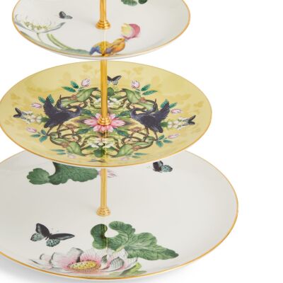 Wedgwood Wonderlust Waterlily Fine Bone 3 Katlı Kek Standı (1)