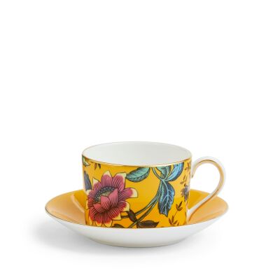 Wedgwood Wonderlust Yellow Tonquin Fine Bone Çay Fincanı ve Tabağı 150 ml